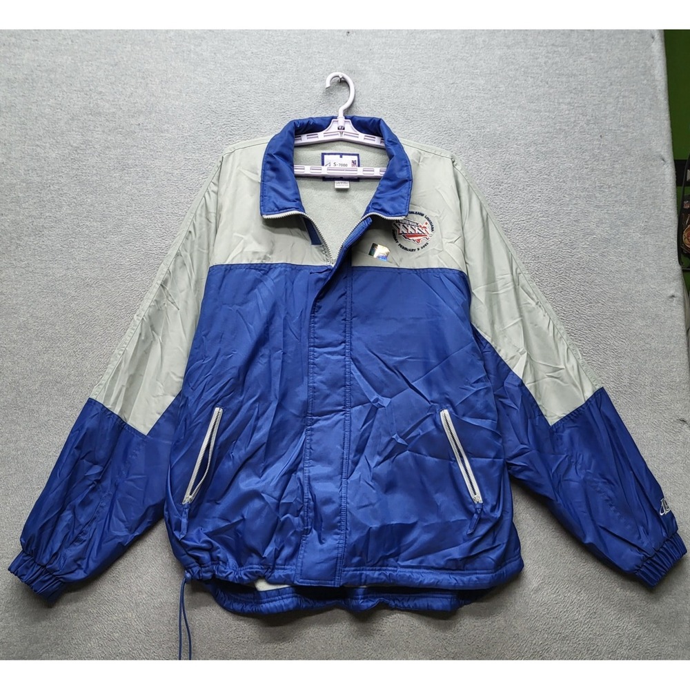 VINTAGE Logo Athletic Men Jacket L Blue Super Bowl XXXVI Embroidered New Orleans